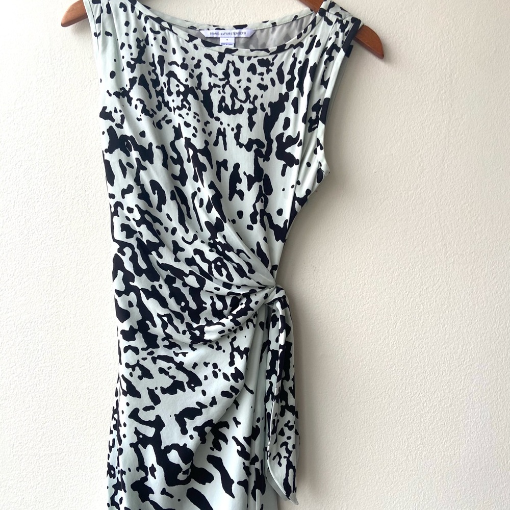 DIane Von Furstenberg New Della Mint Green Paint Splatter Dress - Picture 7 of 12